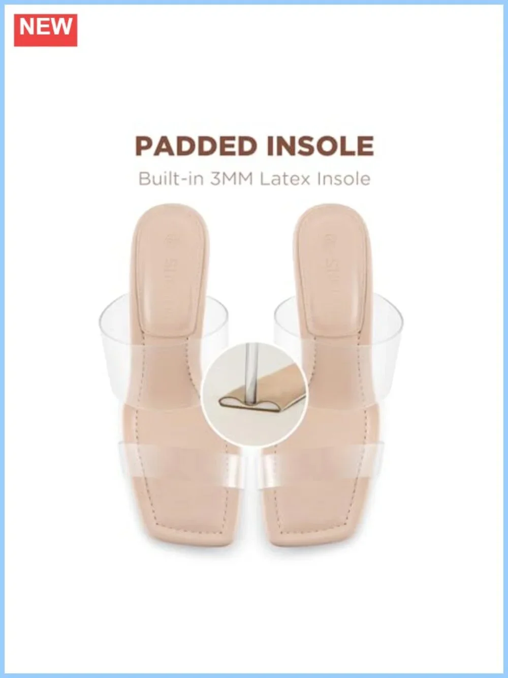 Women's Clear Heel Mules Sandals Square Toe Backless Block Heel Slip On Pumps